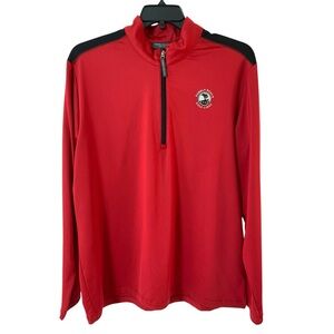 Pebble Beach Red Long-Sleeve Quarter-Zip with Black Shoulder Panels Sz L